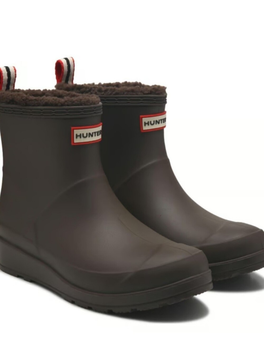 Hunter Brown Fleece-Lined Short Rain Boots